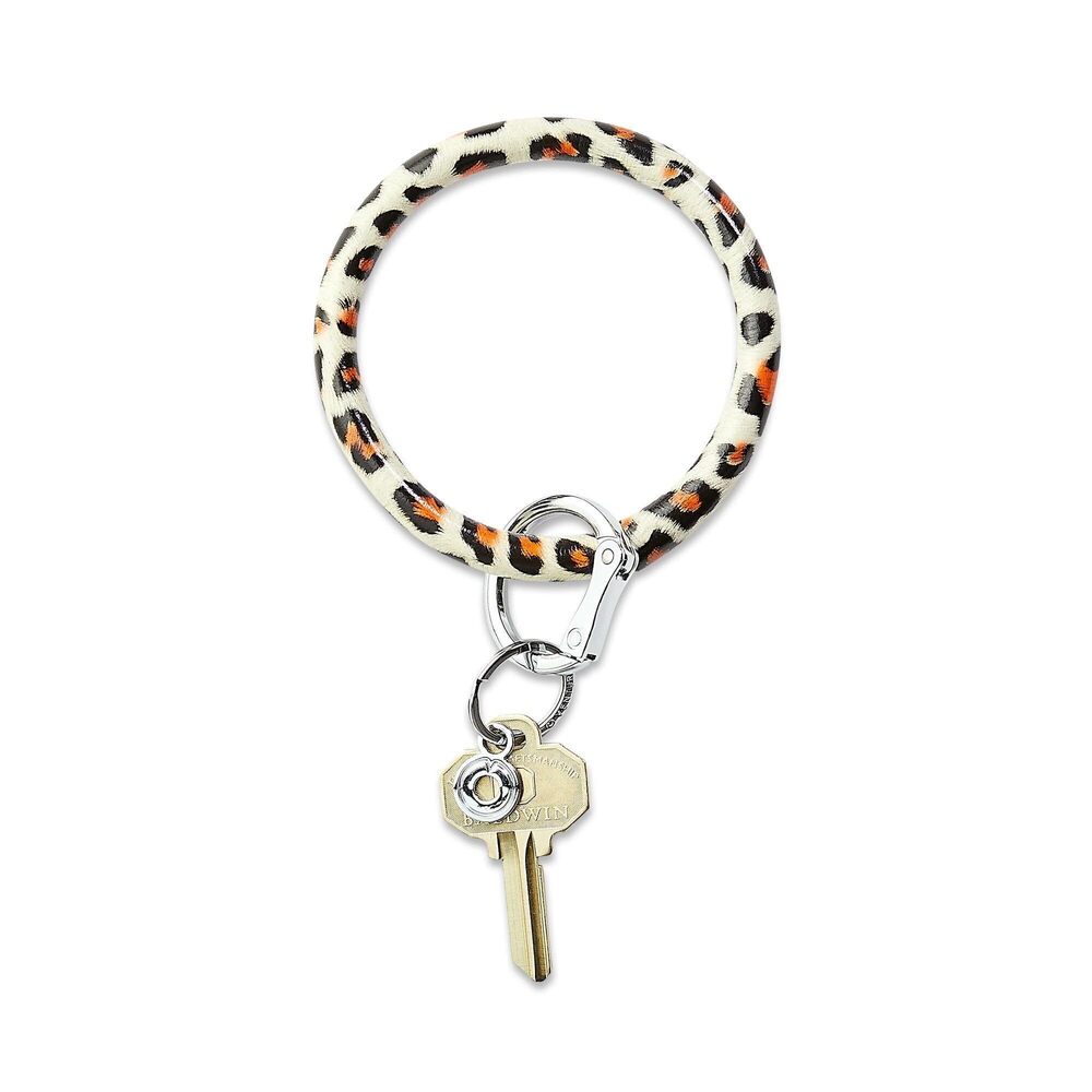 7024 Leather Big O Key Ring, The Original Bracelet Keychain Cheetah